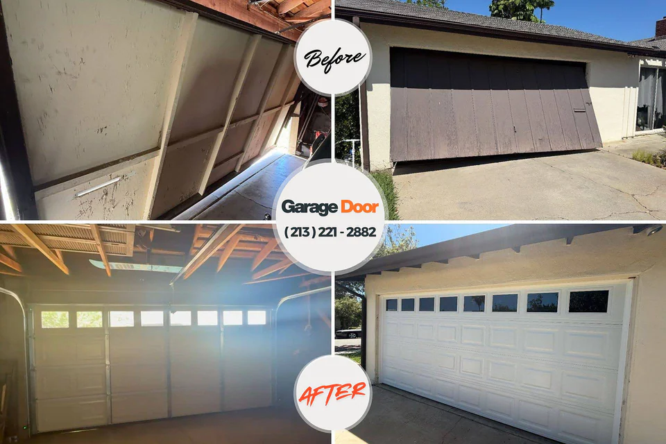 Before and after: garage door repair Worthington, OH